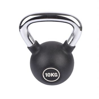 Rubber Coated Kettlebell with Chrome Handle Weightlifting Fitness Kettlebell
